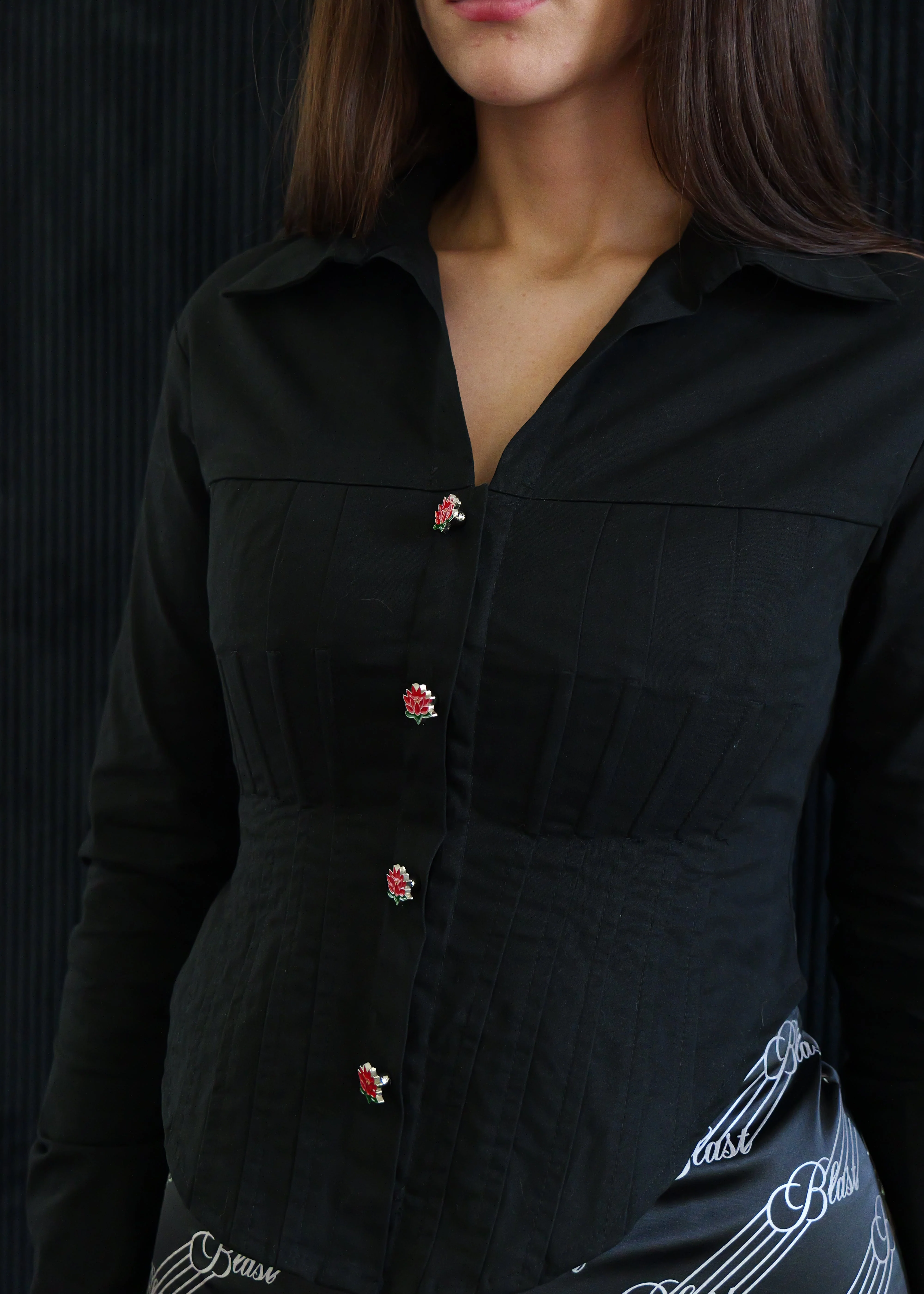 Black Flower corset top - Image 2