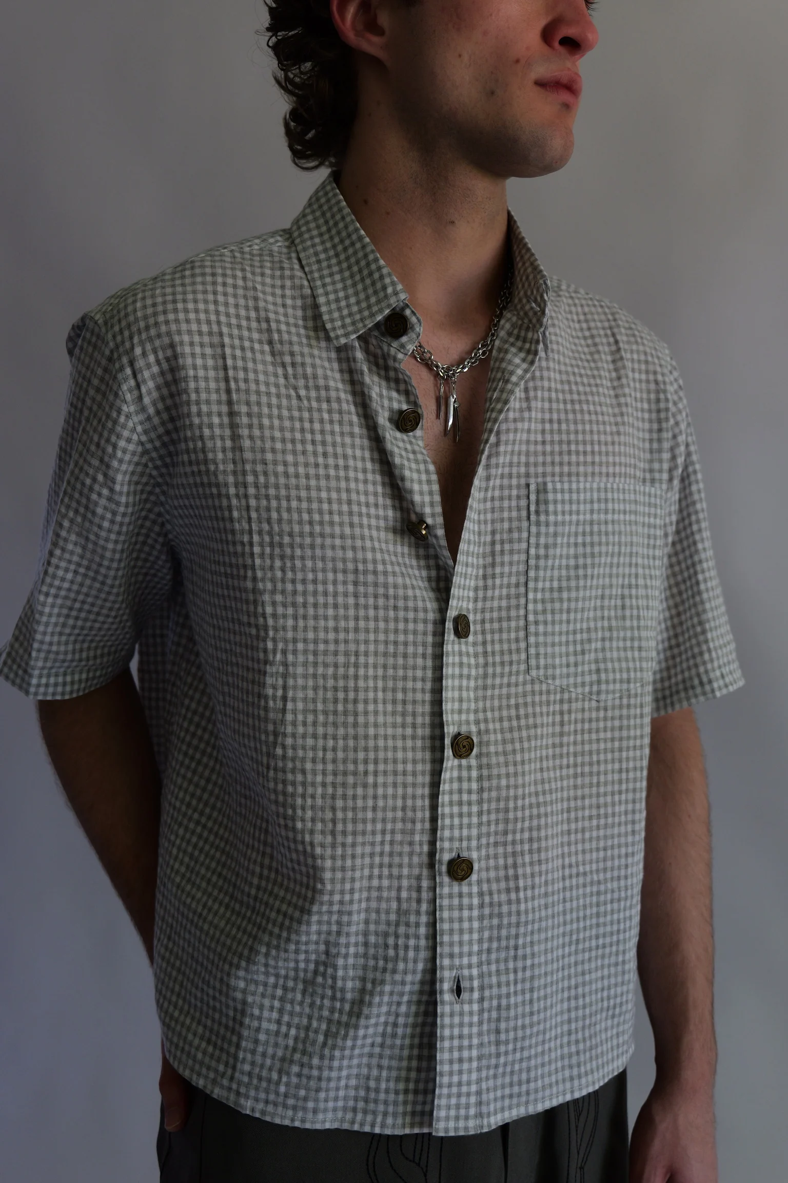 Grey High button up - Image 2