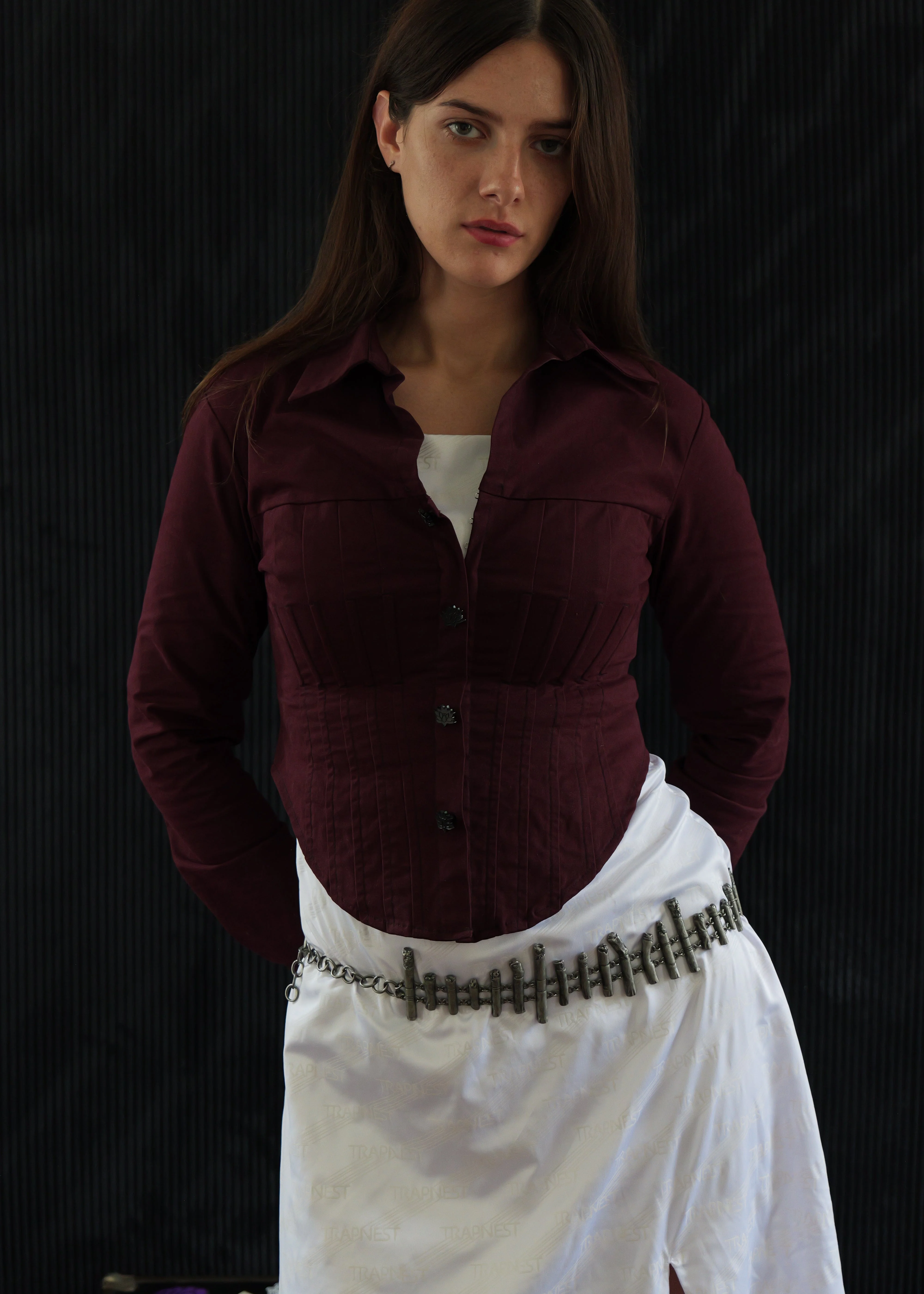 Maroon Flower corset top - Image 2